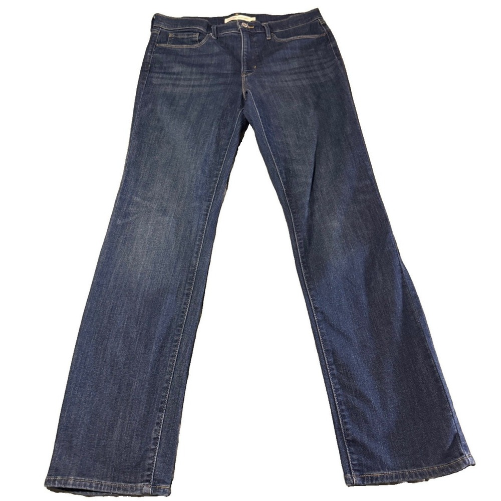Levi Strauss Signature Jeans Womens 12 Mid Rise Straight Leg Dark Wash Stretch